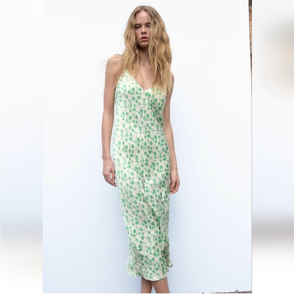 Zara satin floral dress